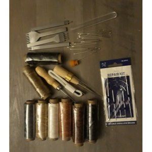 35 Pcs Leather Stitching Pouch Kit with 4mm Prong Sewing Hole Punch, Leather